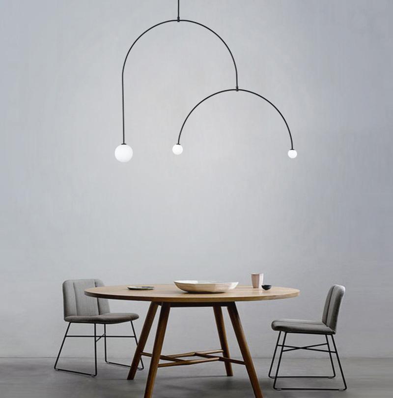 Modern Gold Metal Arc Chandelier – Globe Pendants