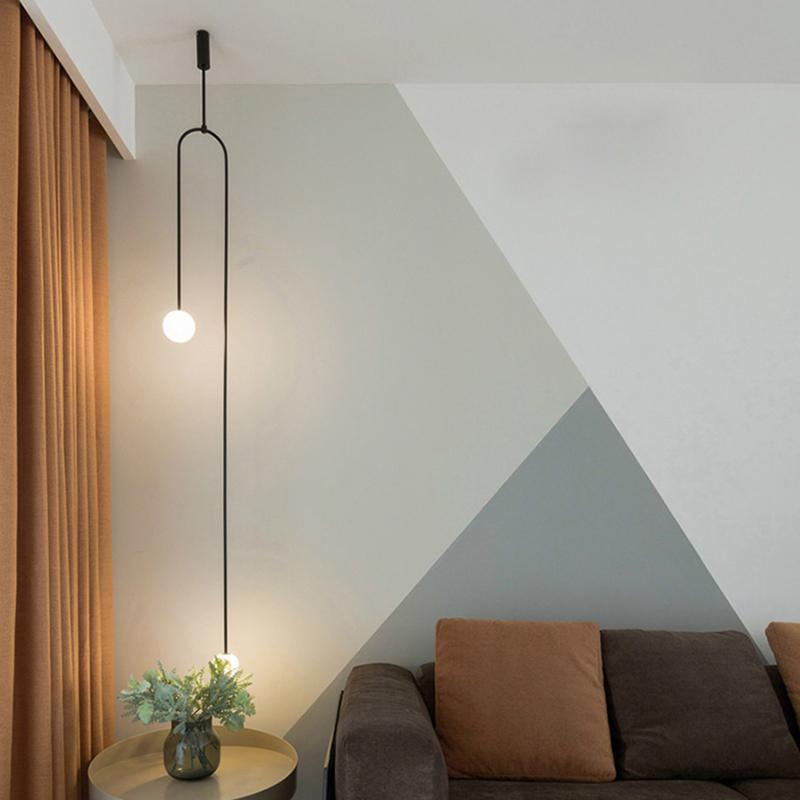 Modern Gold Metal Arc Chandelier – Globe Pendants