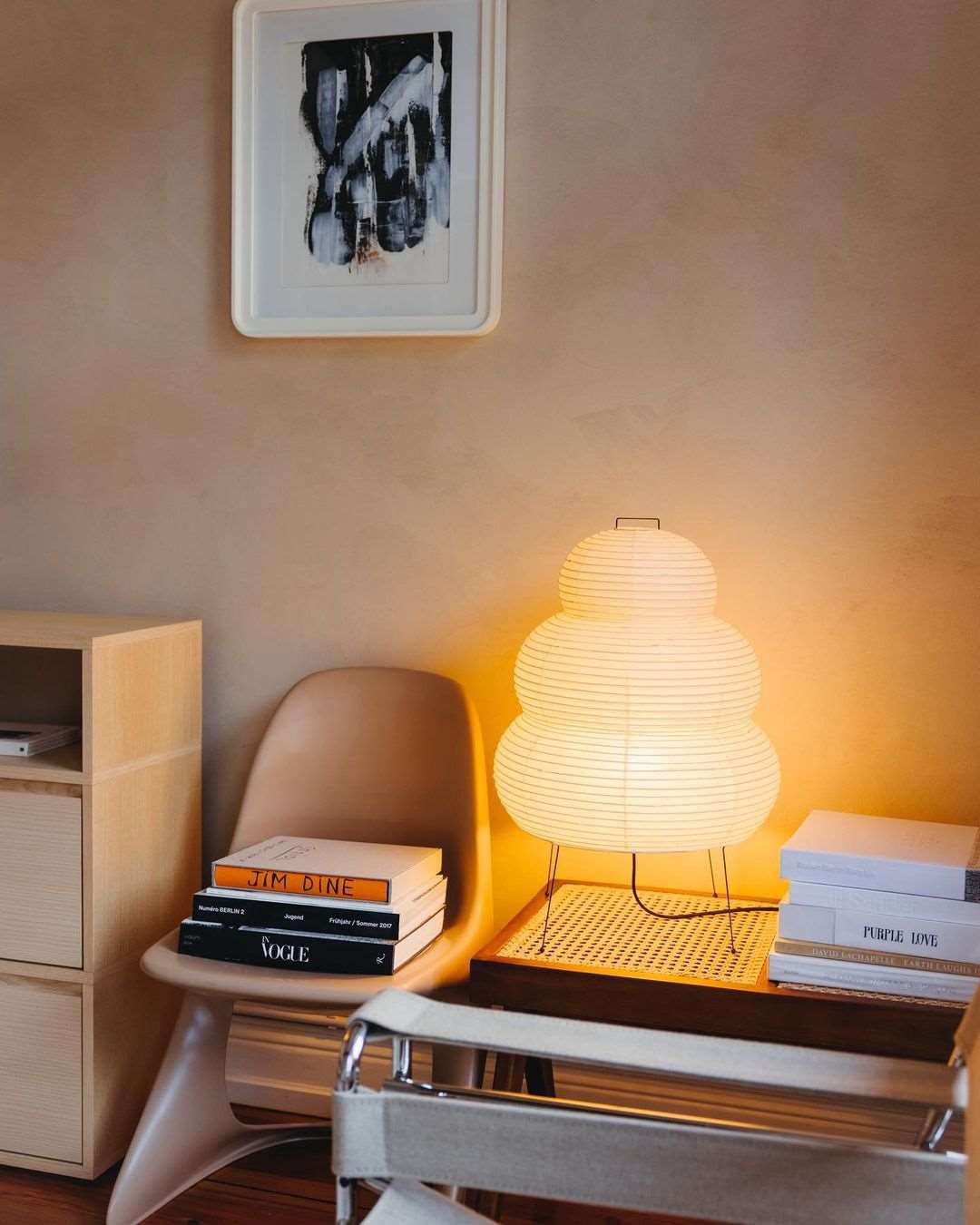 Japandi White Paper Table Lamp – Lantern Shade