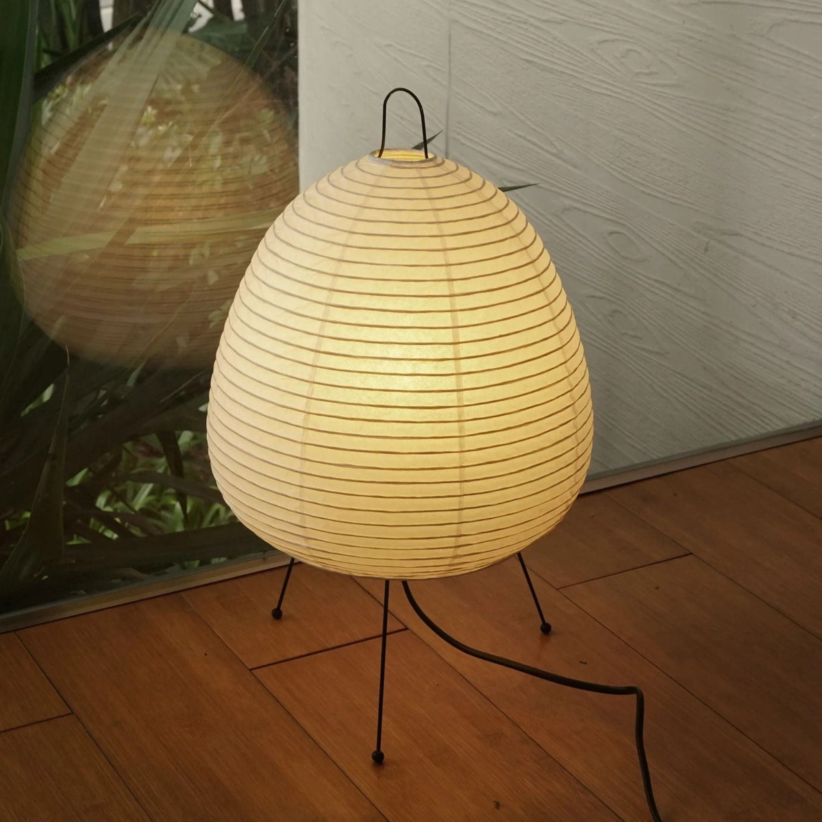 Japandi White Paper Table Lamp – Lantern Shade