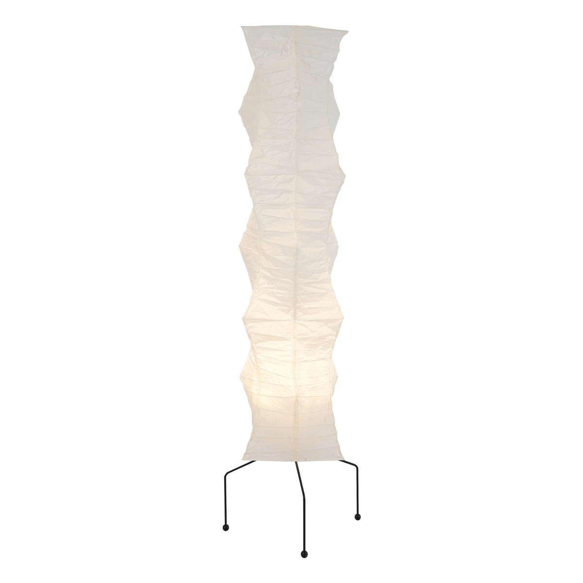 Japandi White Rice Paper Floor Lamp – Bamboo Rib