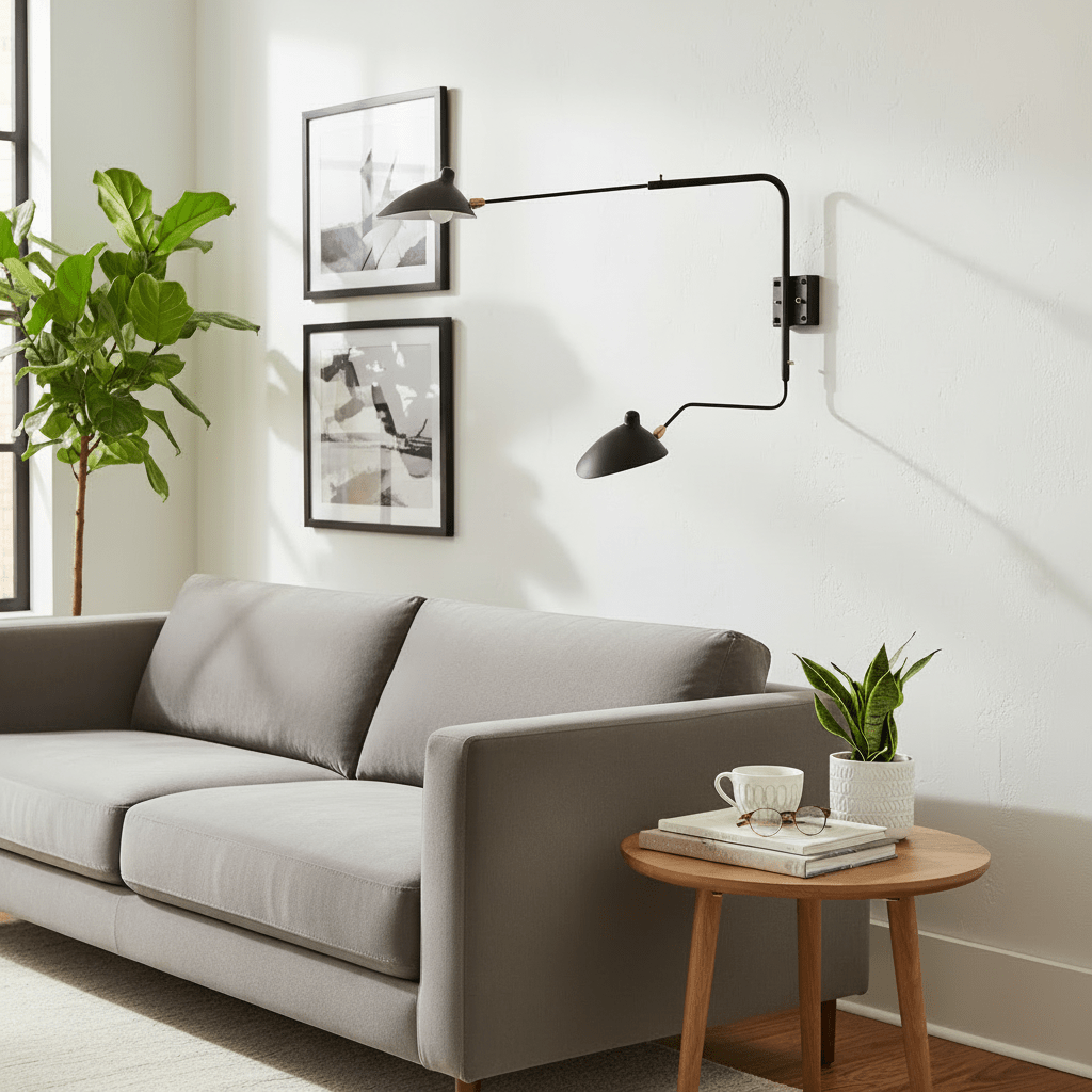 Mid-Century Metal Wall Sconce – Rotating Swing Arm