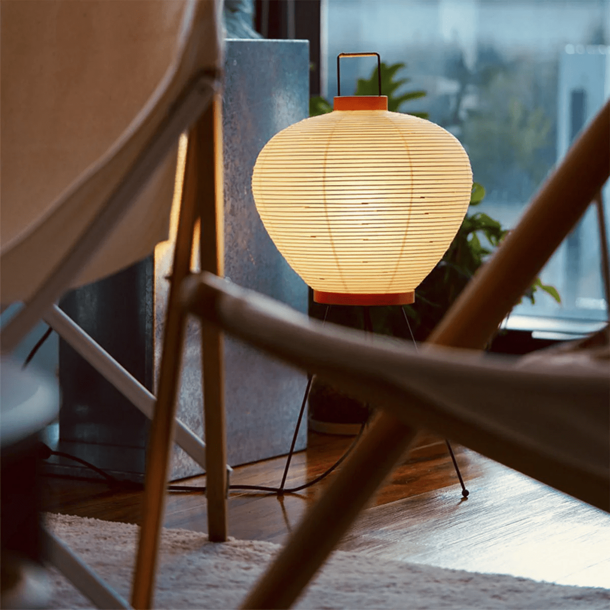 Japandi White Paper Table Lamp – Lantern Shade