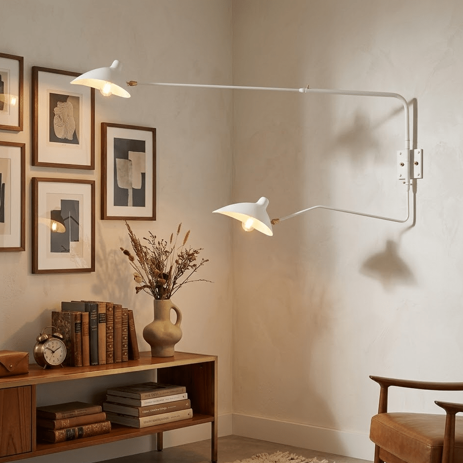 Mid-Century Metal Wall Sconce – Rotating Swing Arm