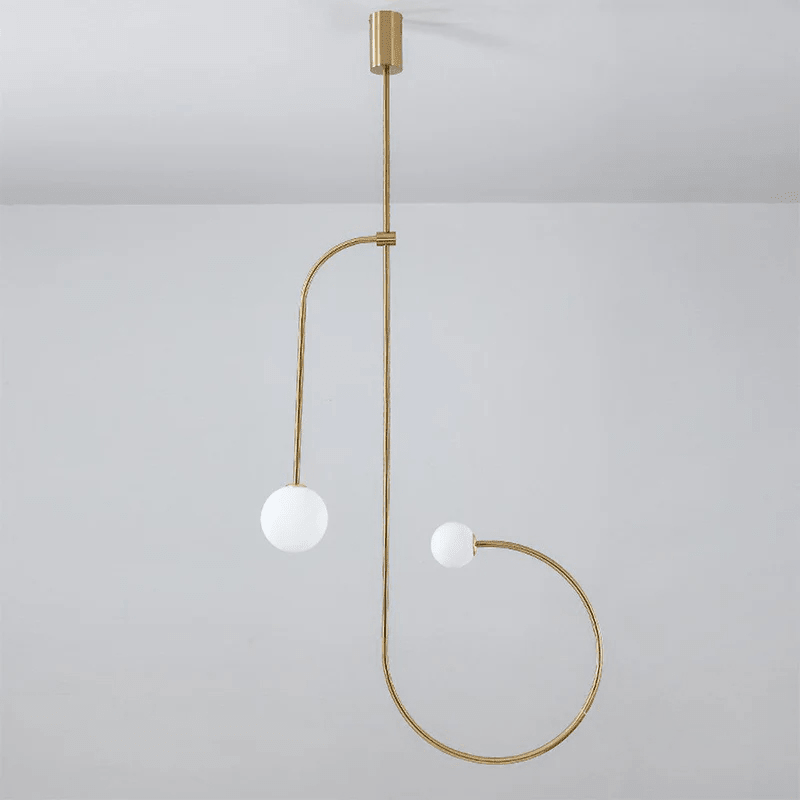 Modern Gold Metal Arc Chandelier – Globe Pendants