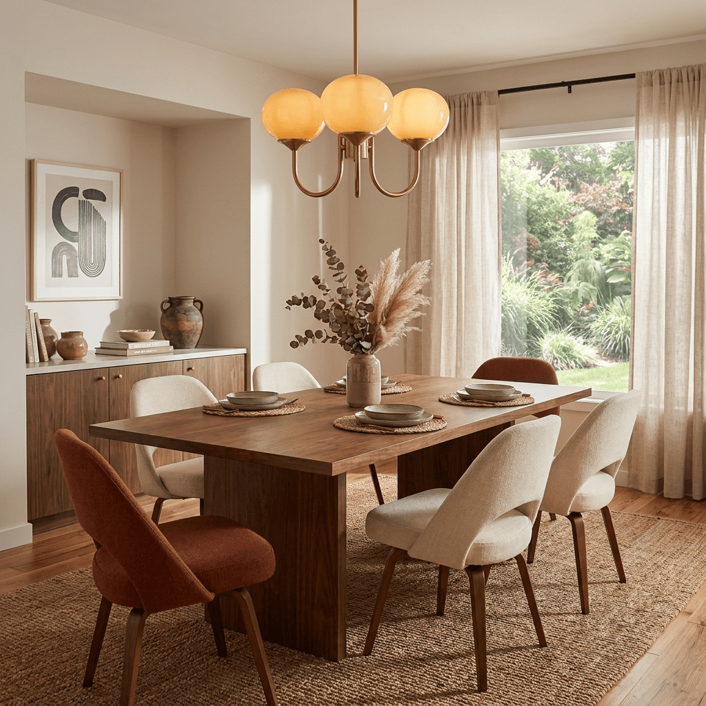 Mid-Century Copper Glass Chandelier – 3 or 5 Globe