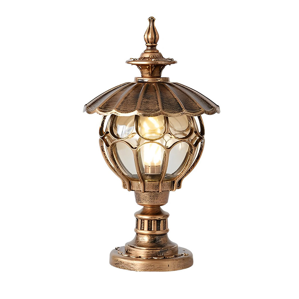 Retro Glass Pillar Light – Floral Solar for Gates