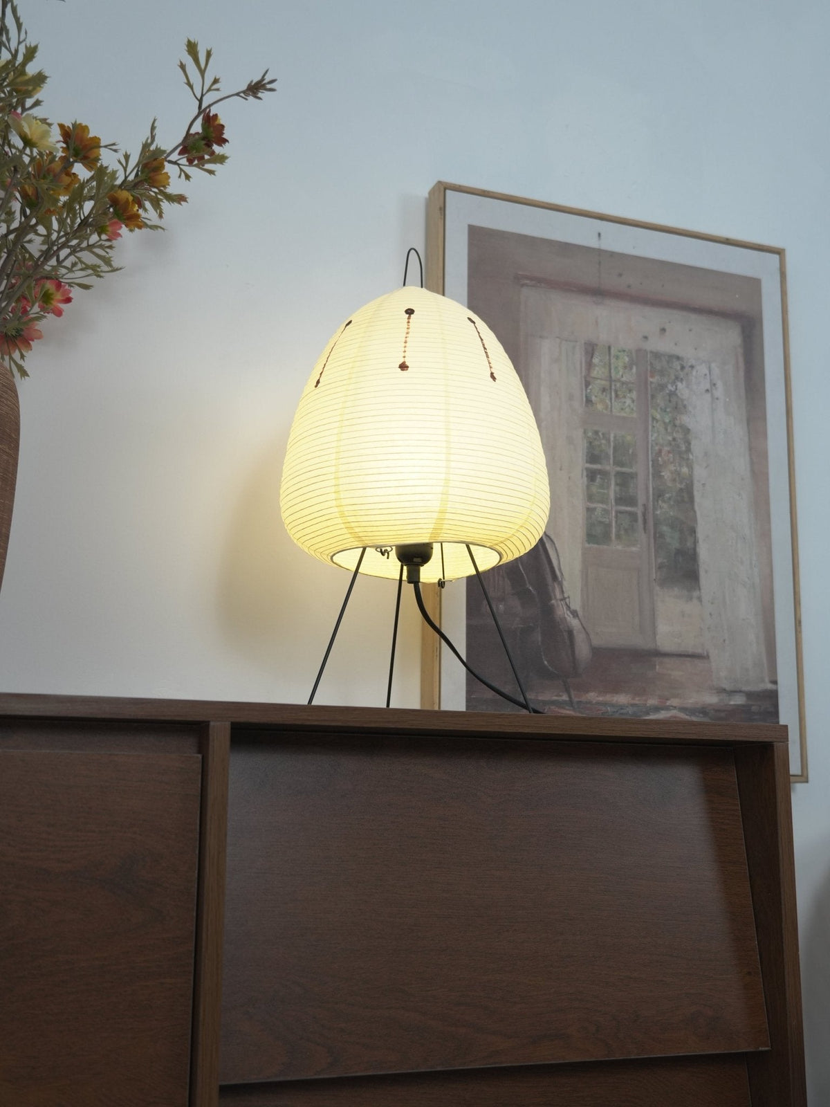Japandi White Paper Table Lamp – Lantern Shade