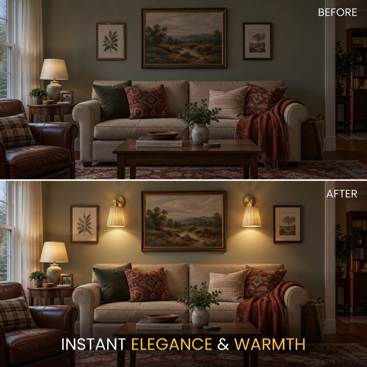 Wireless Adhesive Wall Sconce – Compact Lamp for Hallway (2 pack)