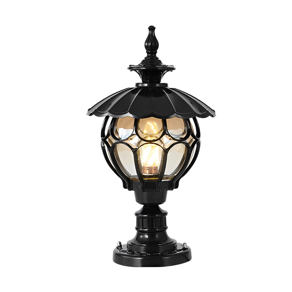 Retro Glass Pillar Light – Floral Solar for Gates