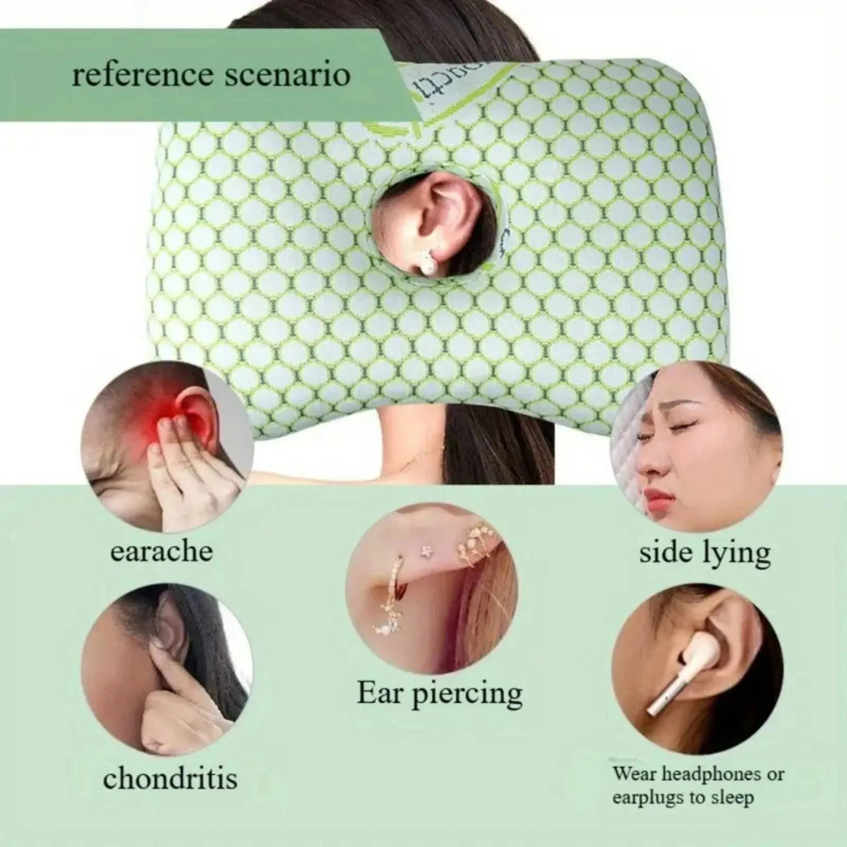 Fenoss® Donut Ear Piercing Relief Pillow for Side Sleepers