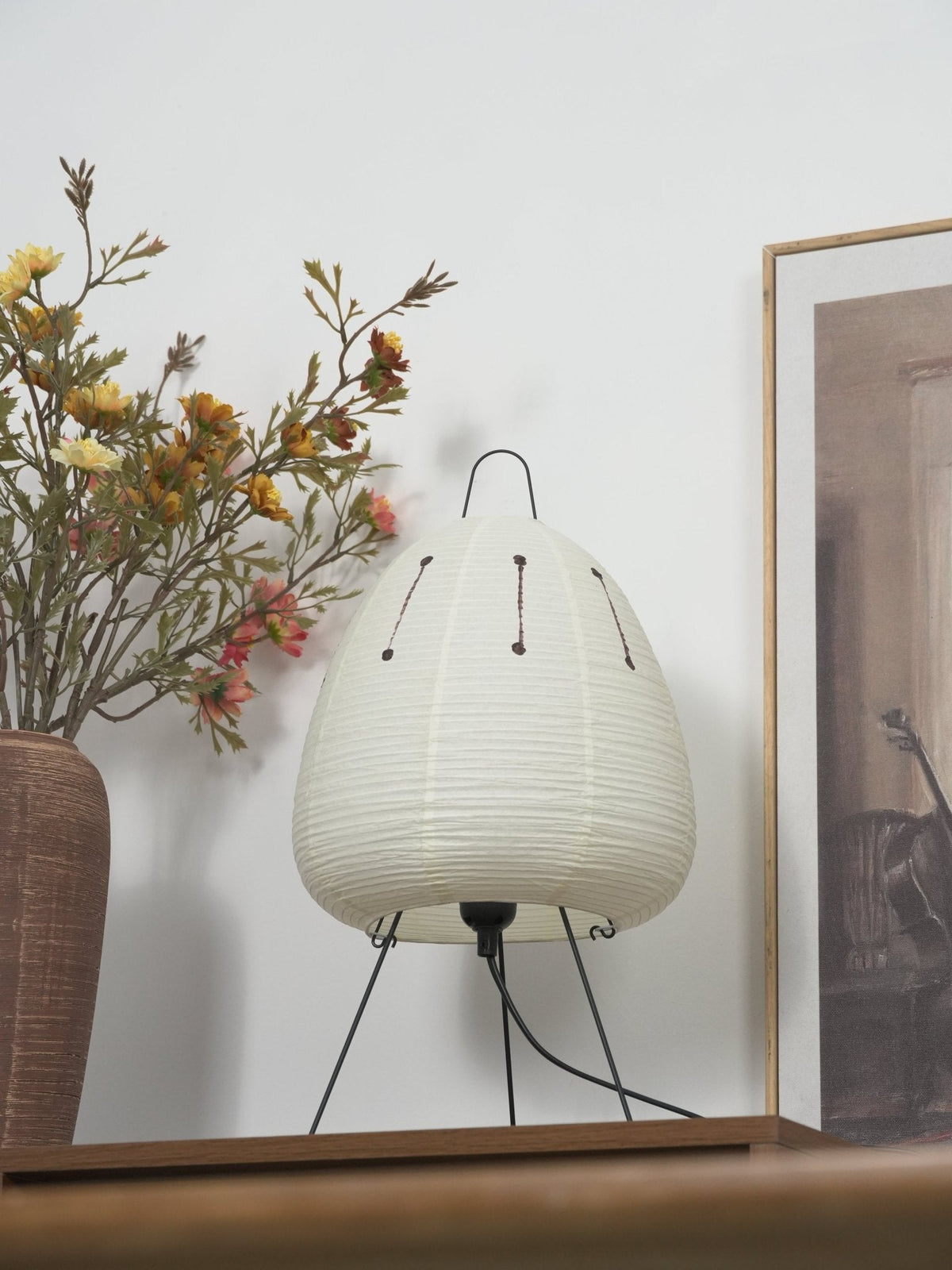 Japandi White Paper Table Lamp – Lantern Shade