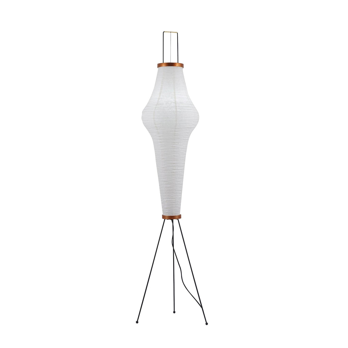 Japandi White Rice Paper Floor Lamp – Bamboo Rib