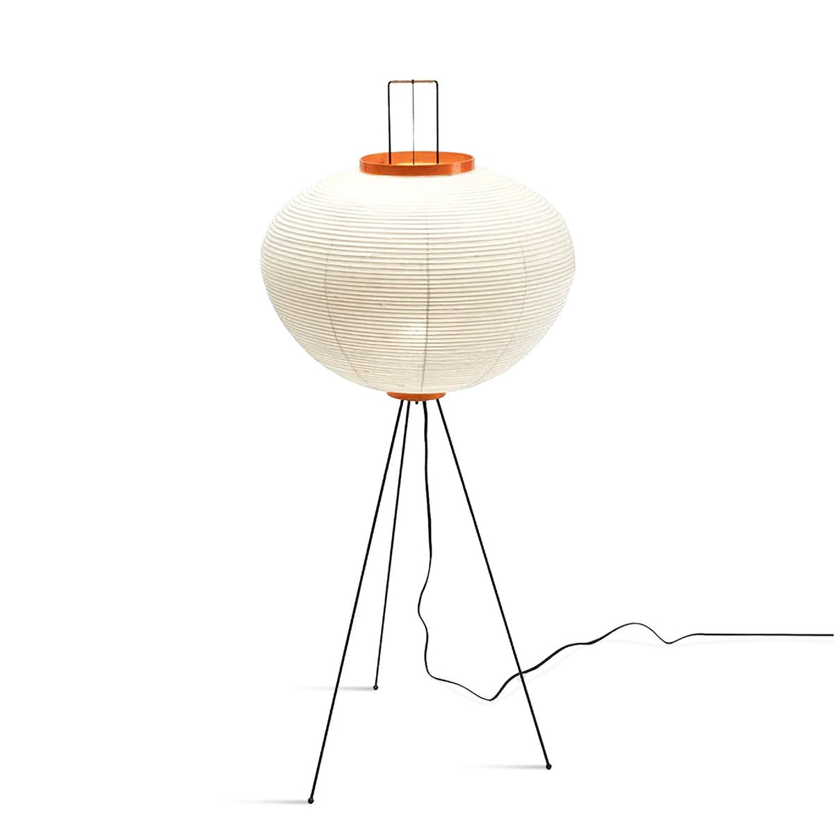 Japandi White Rice Paper Floor Lamp – Bamboo Rib