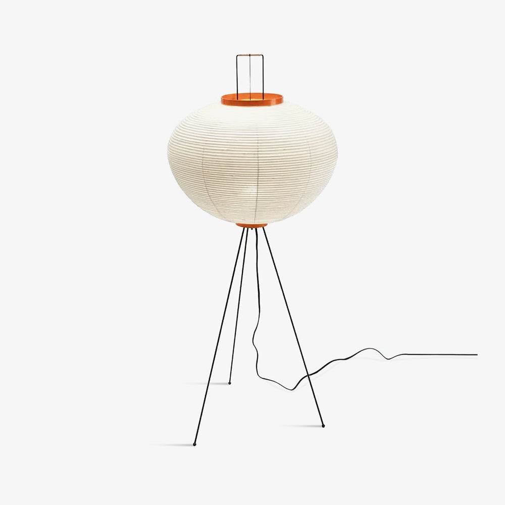 Japandi White Rice Paper Floor Lamp – Bamboo Rib