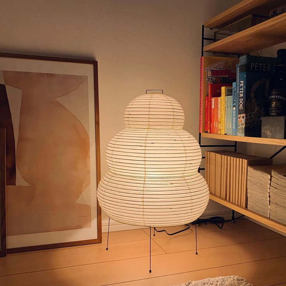 Japandi White Paper Table Lamp – Lantern Shade