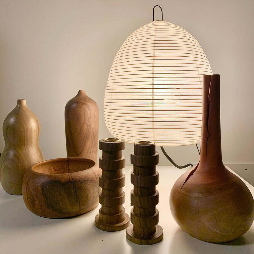 Japandi White Paper Table Lamp – Lantern Shade