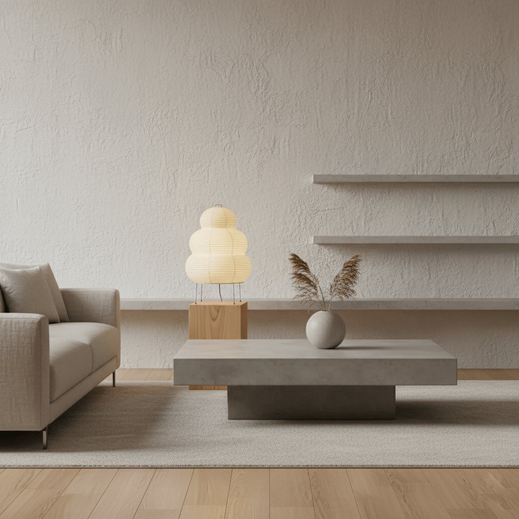 Japandi White Paper Table Lamp – Lantern Shade