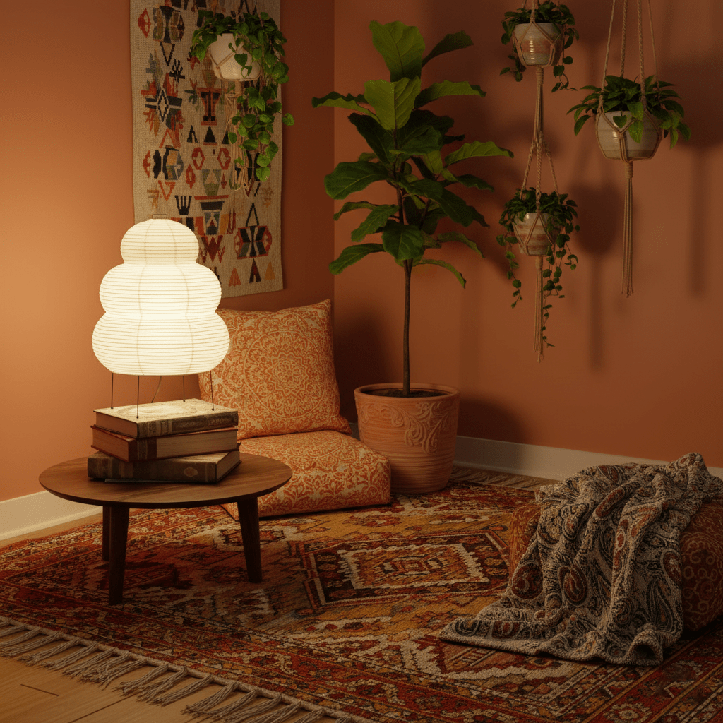 Japandi White Paper Table Lamp – Lantern Shade