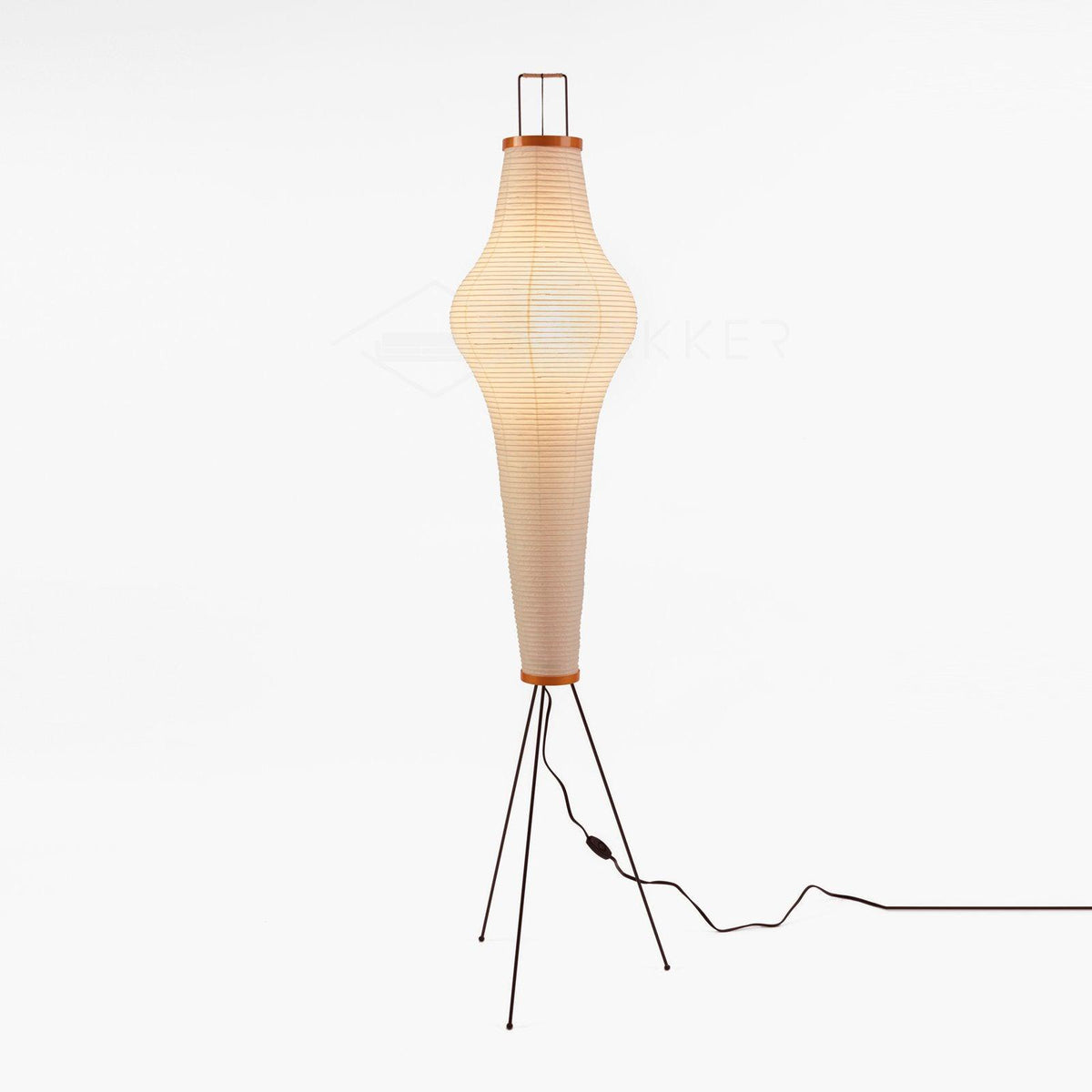 Japandi White Rice Paper Floor Lamp – Bamboo Rib