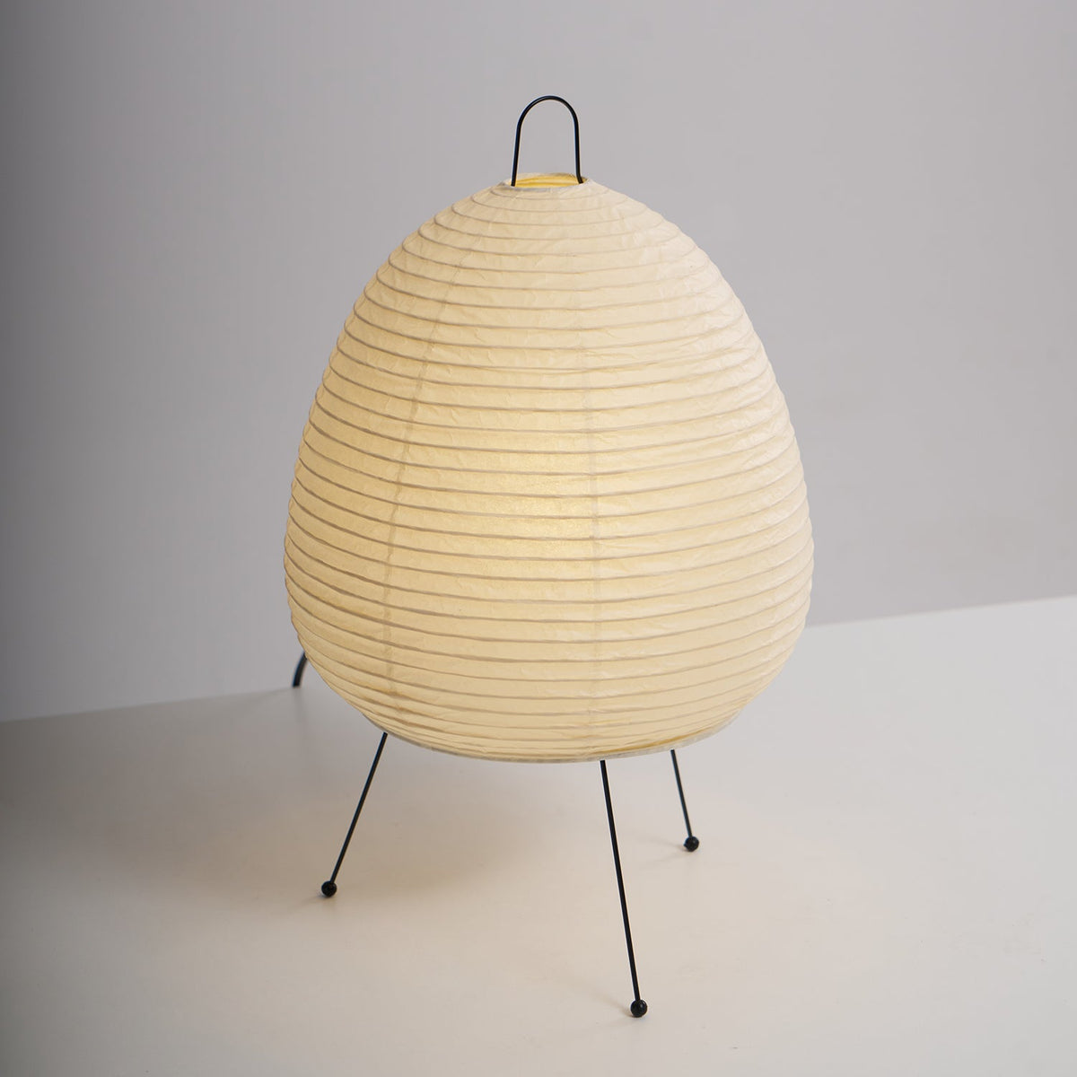 Japandi White Paper Table Lamp – Lantern Shade