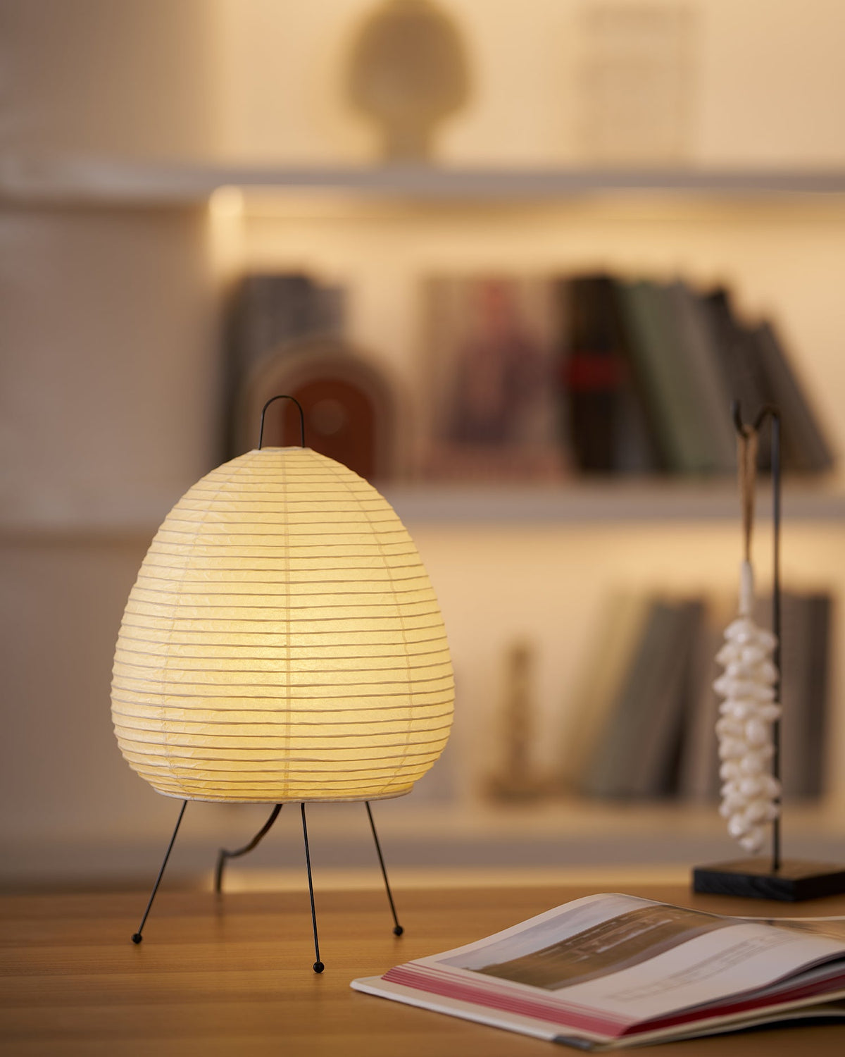 Japandi White Paper Table Lamp – Lantern Shade