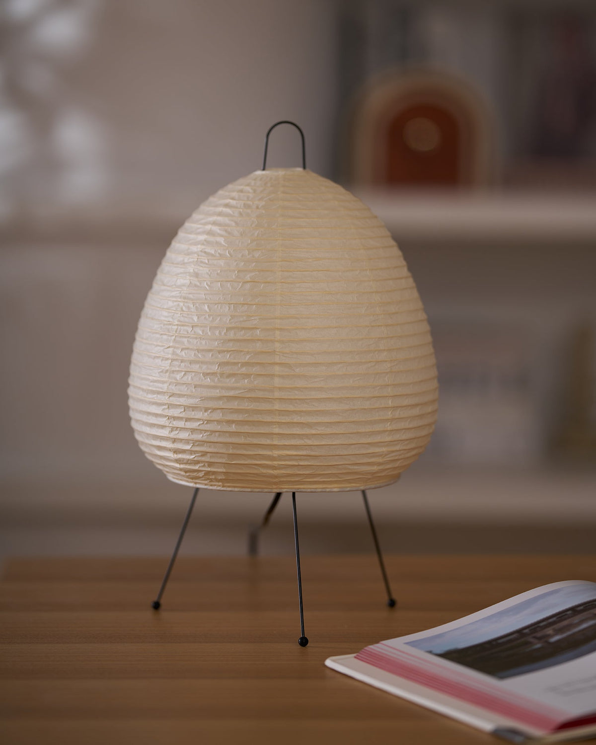 Japandi White Paper Table Lamp – Lantern Shade