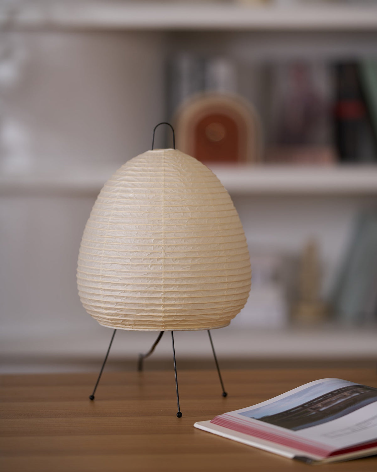 Japandi White Paper Table Lamp – Lantern Shade