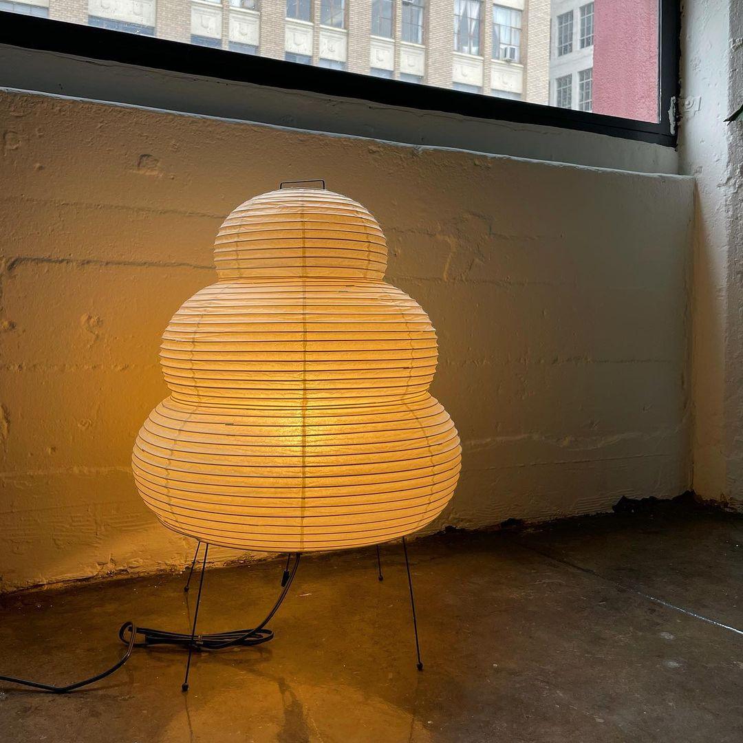 Japandi White Paper Table Lamp – Lantern Shade