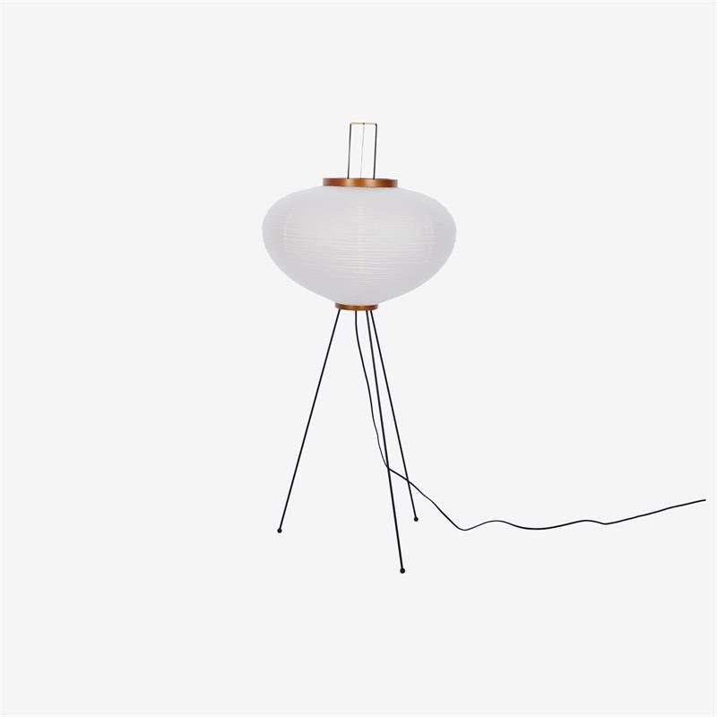 Japandi White Rice Paper Floor Lamp – Bamboo Rib