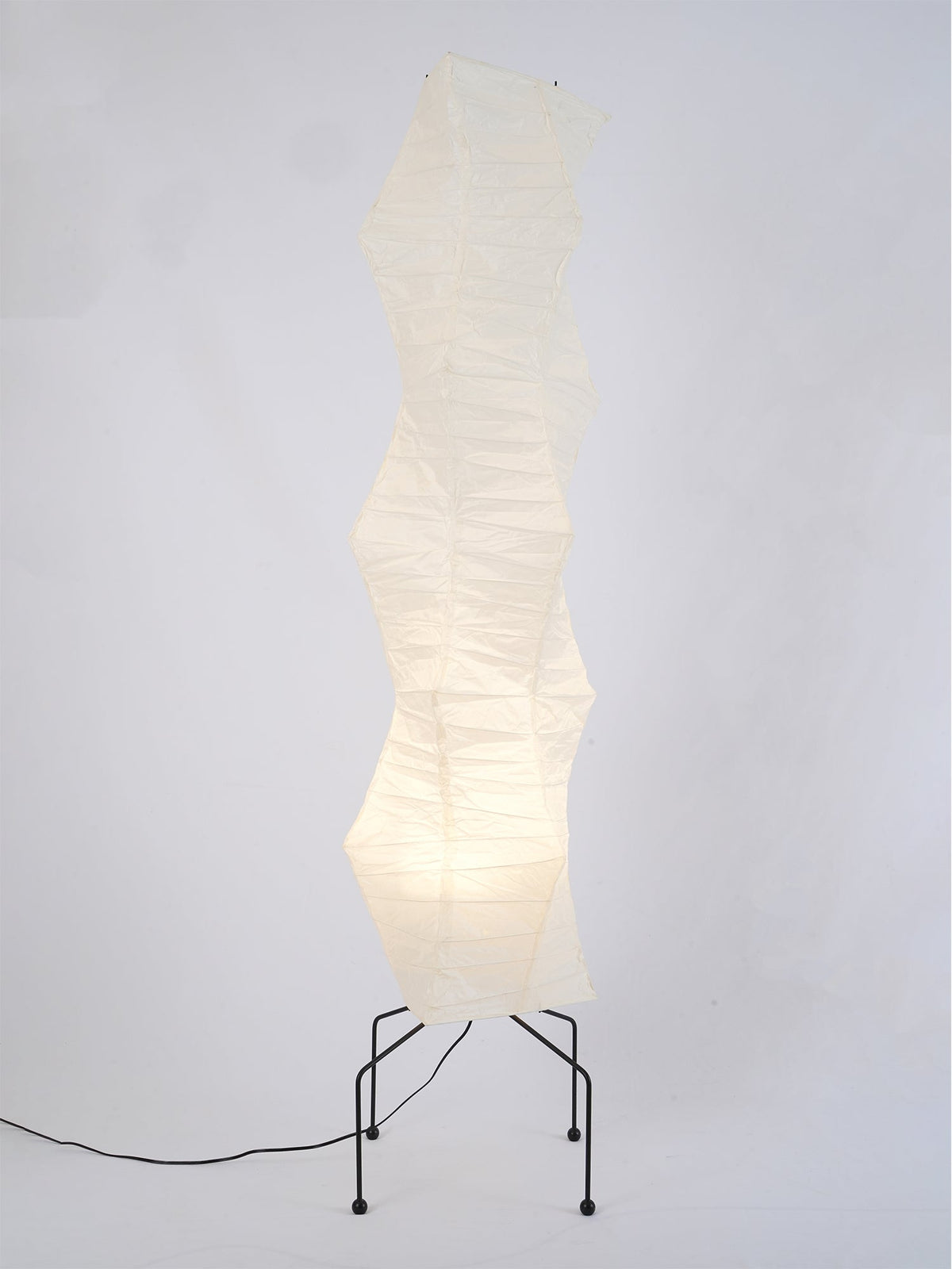 Japandi White Rice Paper Floor Lamp – Bamboo Rib
