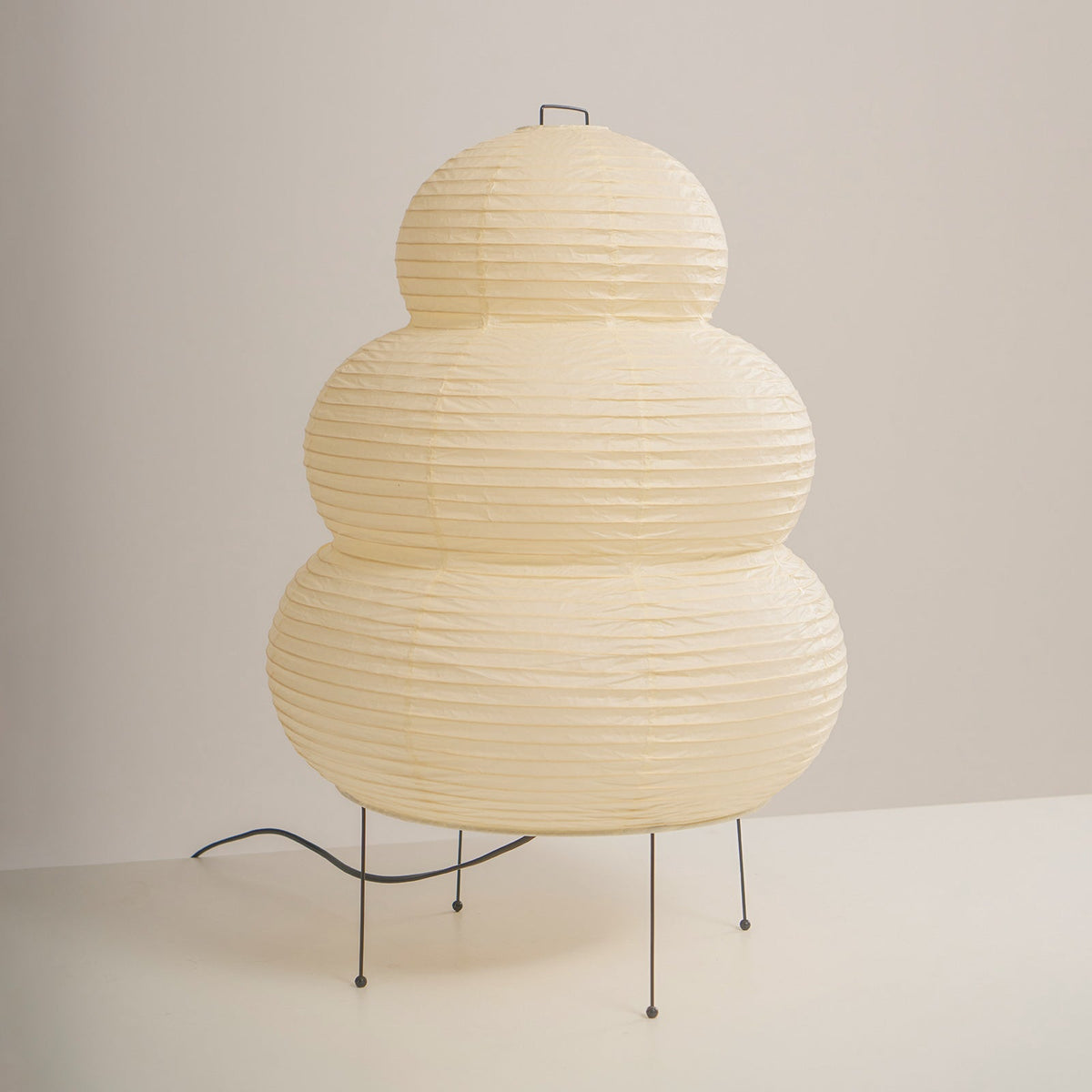 Japandi White Paper Table Lamp – Lantern Shade