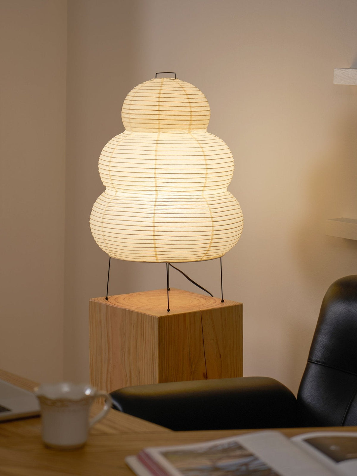 Japandi White Paper Table Lamp – Lantern Shade