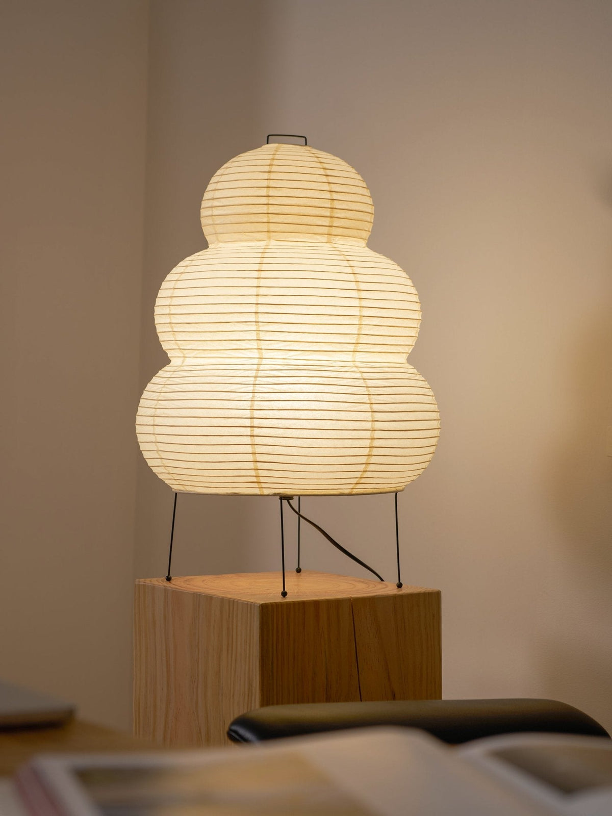 Japandi White Paper Table Lamp – Lantern Shade