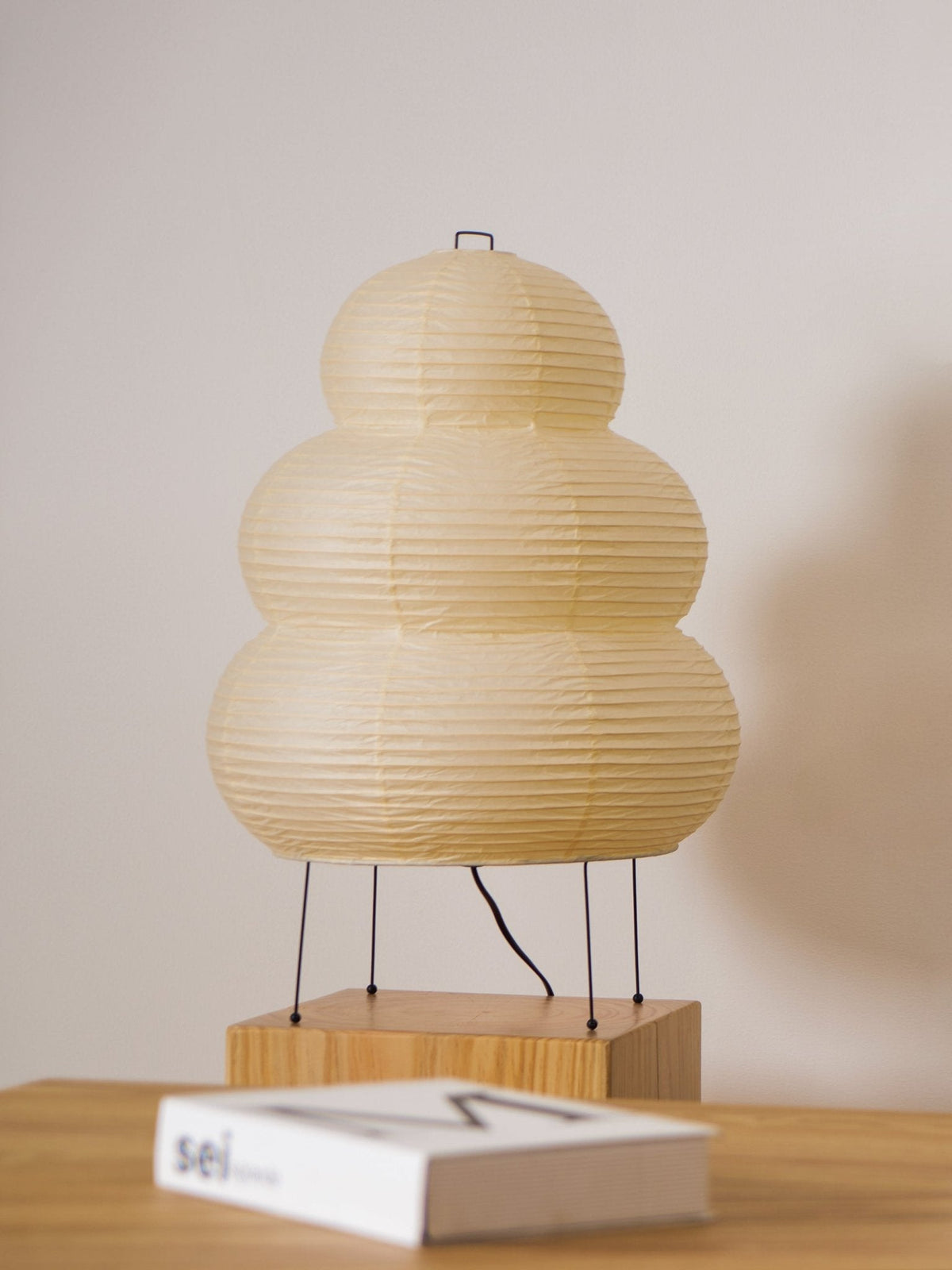 Japandi White Paper Table Lamp – Lantern Shade