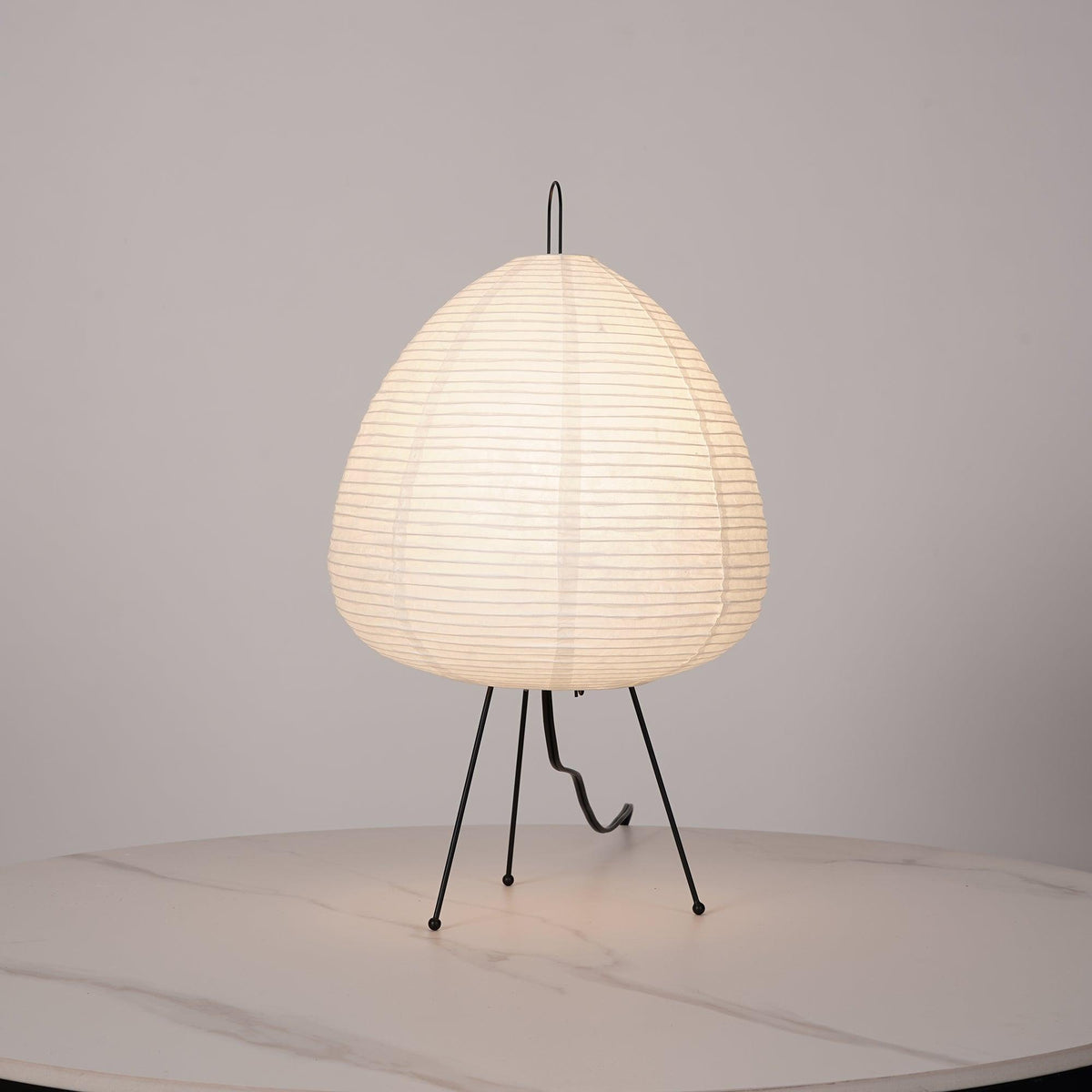 Japandi White Paper Table Lamp – Lantern Shade