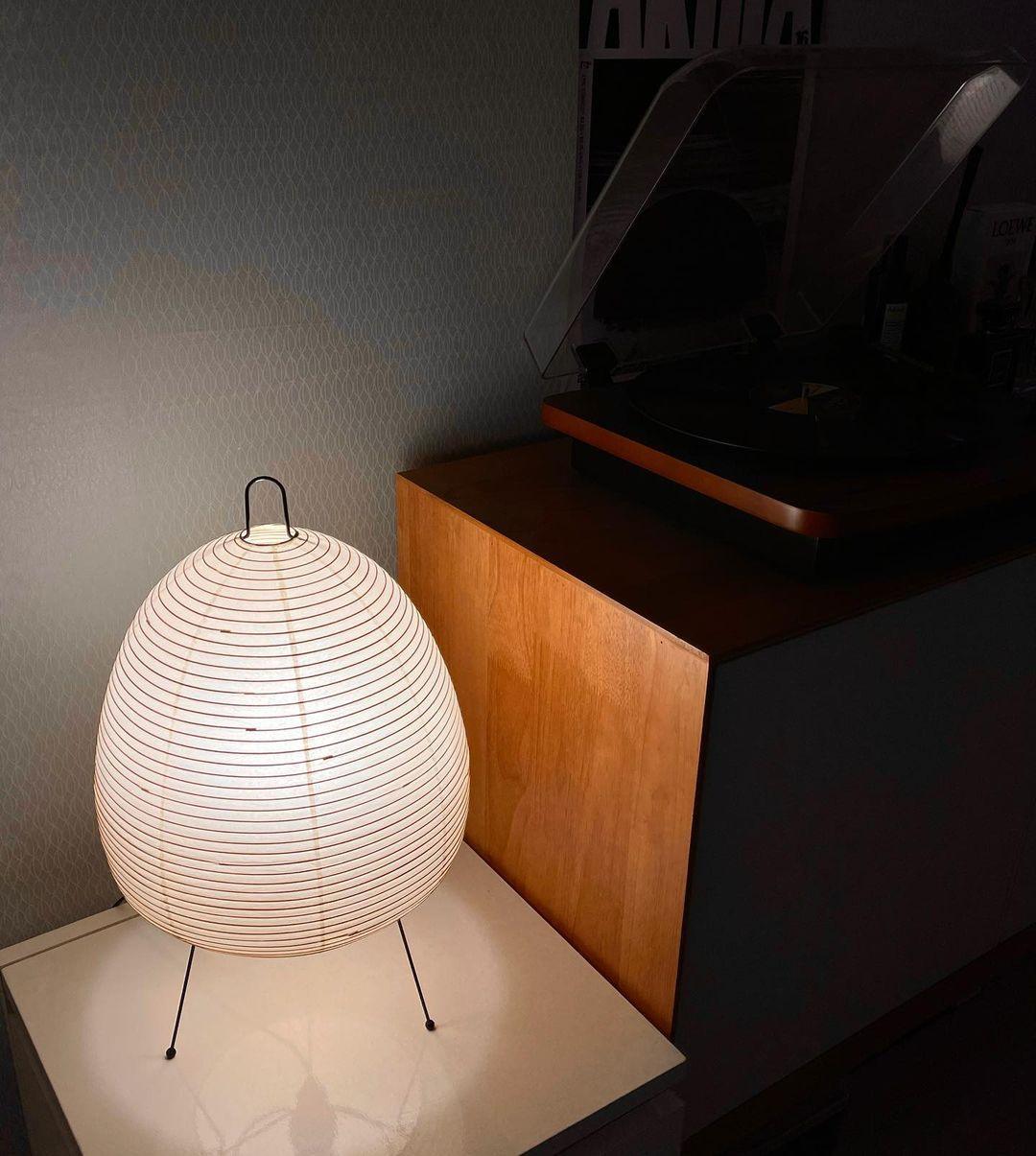 Japandi White Paper Table Lamp – Lantern Shade