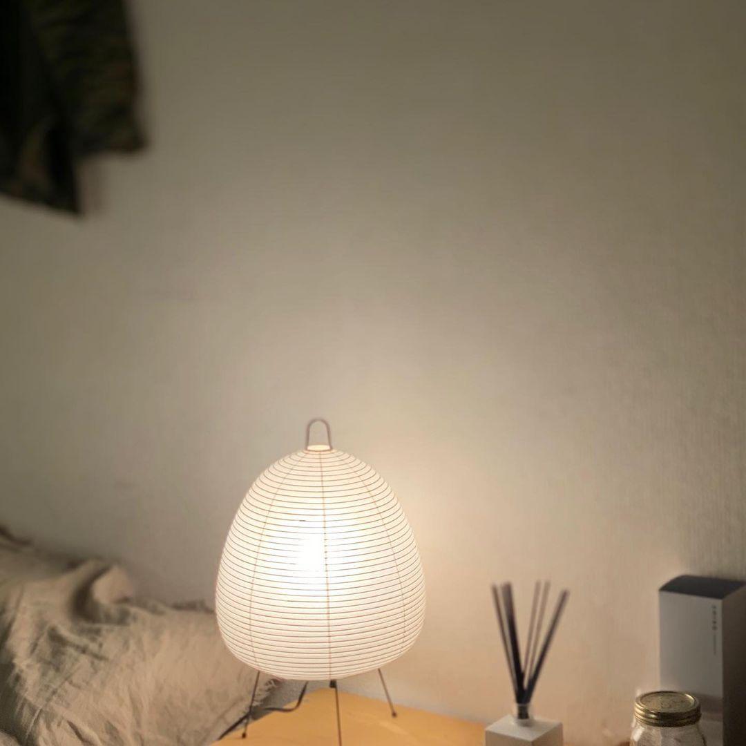 Japandi White Paper Table Lamp – Lantern Shade