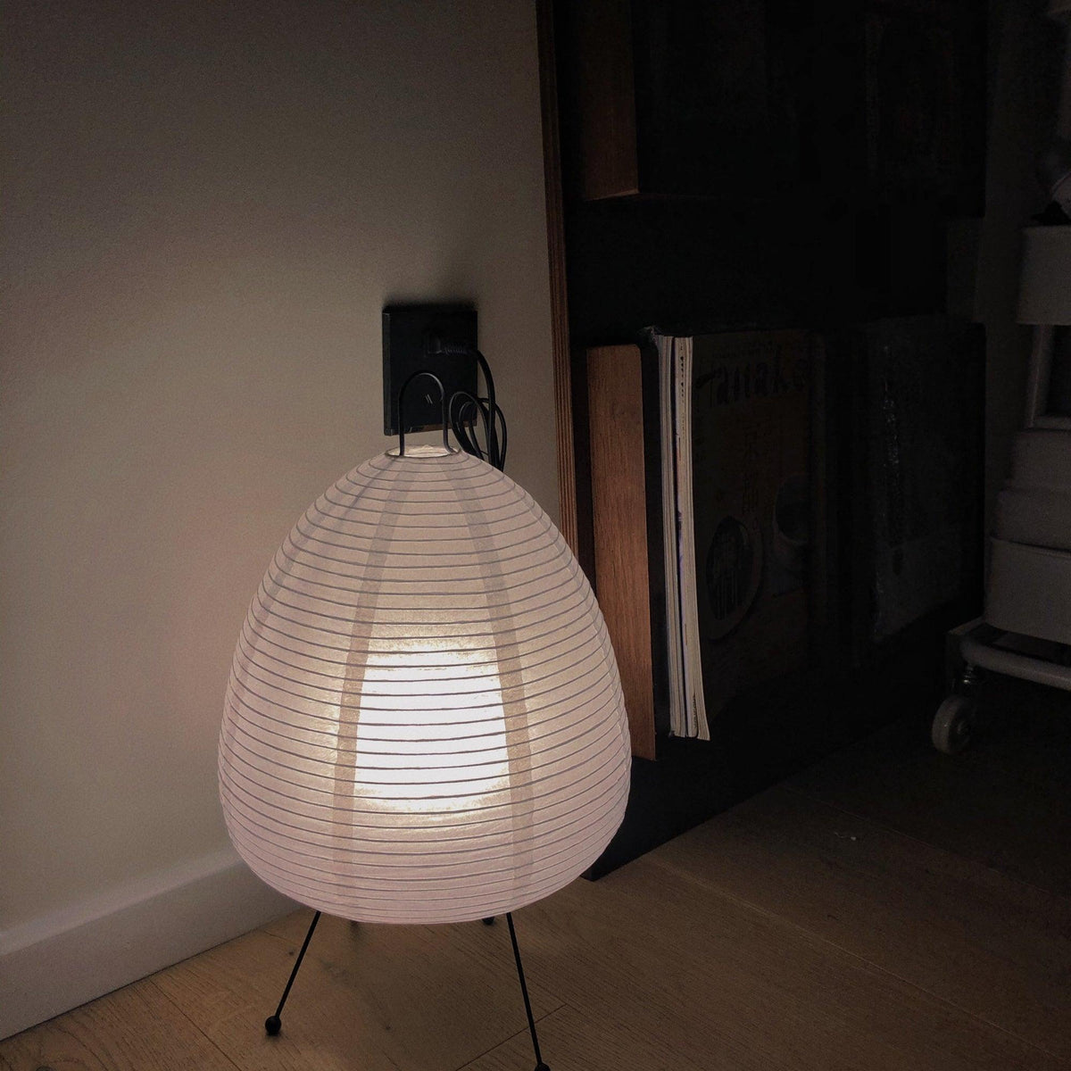 Japandi White Paper Table Lamp – Lantern Shade
