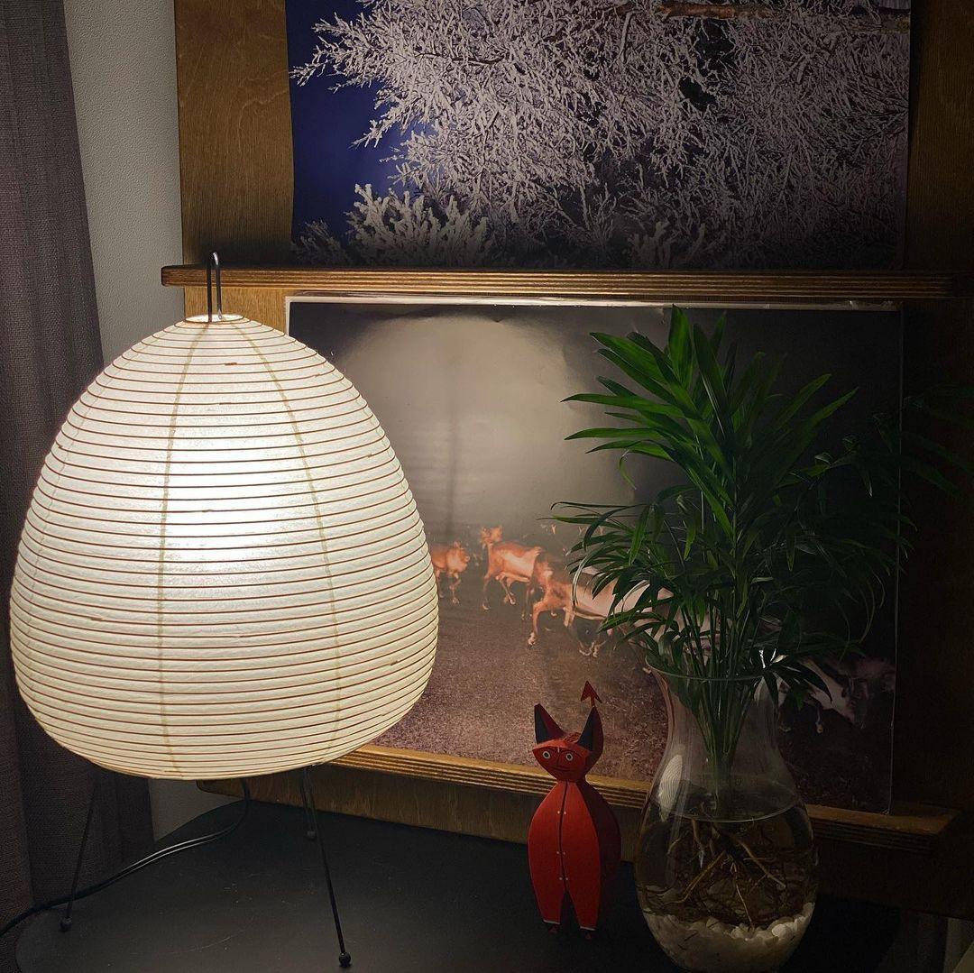 Japandi White Paper Table Lamp – Lantern Shade