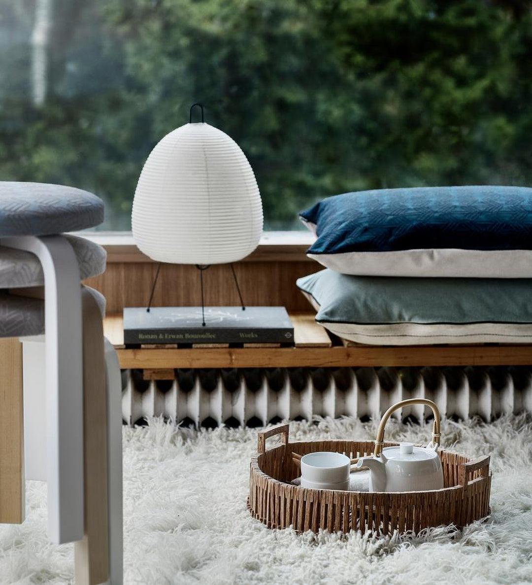 Japandi White Paper Table Lamp – Lantern Shade