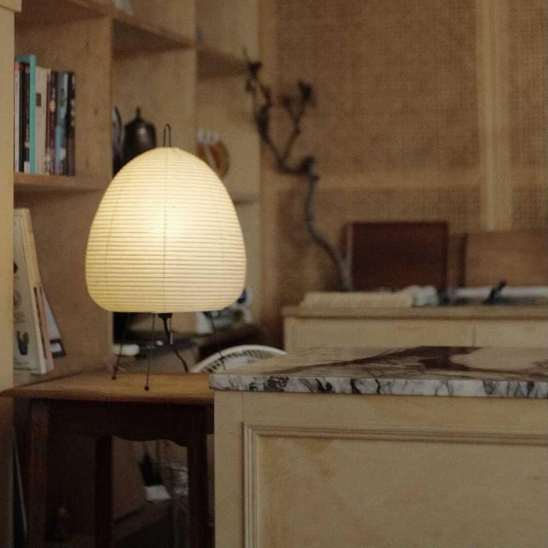 Japandi White Paper Table Lamp – Lantern Shade