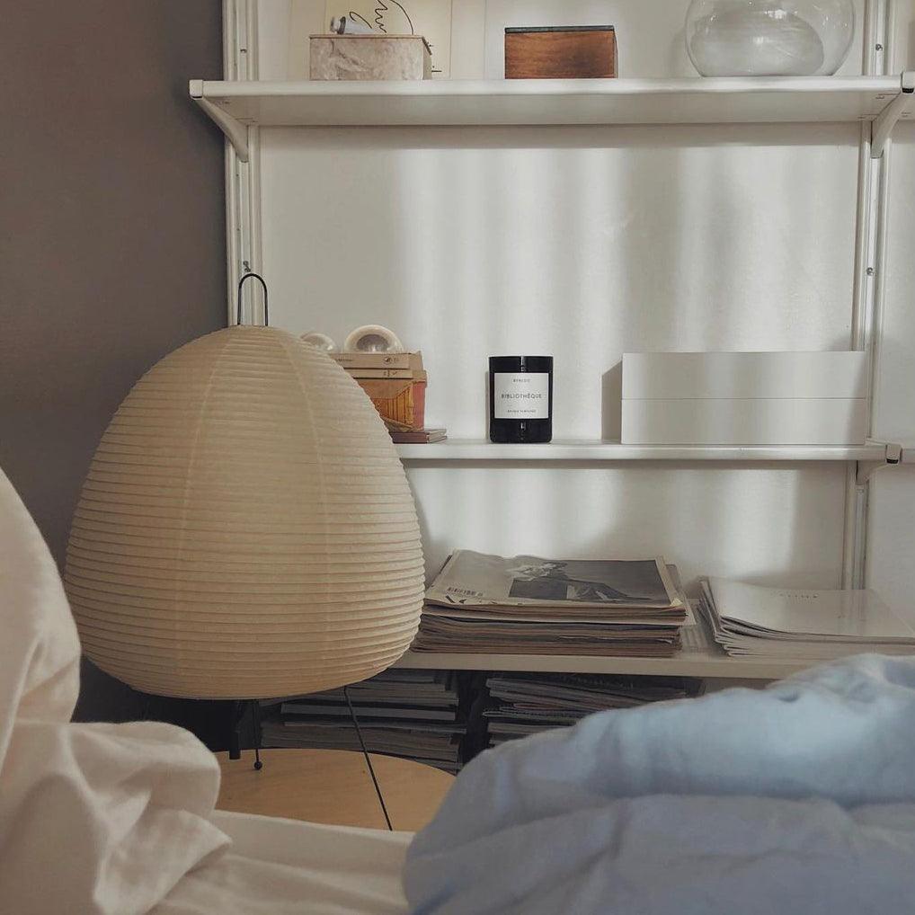 Japandi White Paper Table Lamp – Lantern Shade