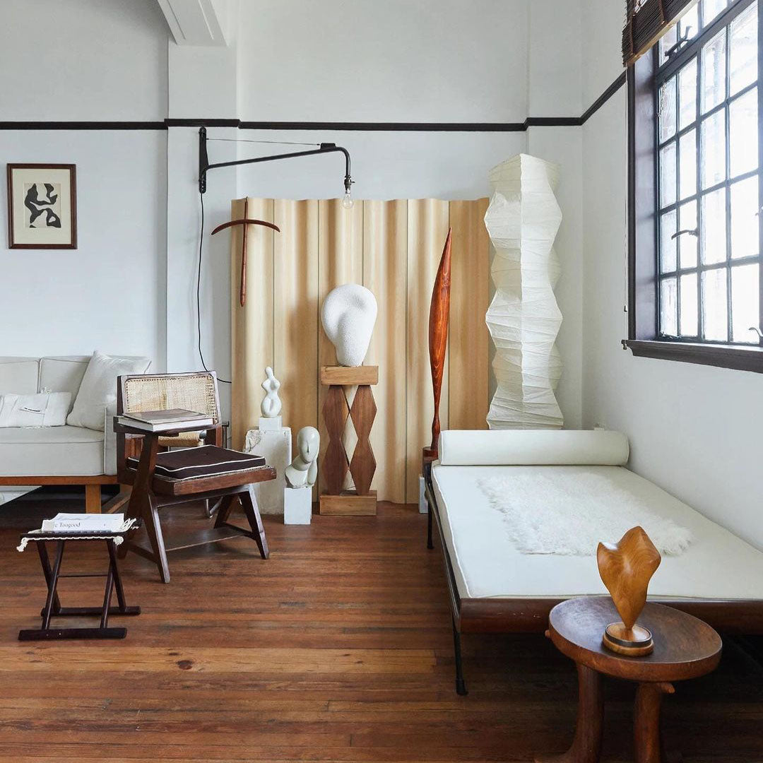 Japandi White Rice Paper Floor Lamp – Bamboo Rib