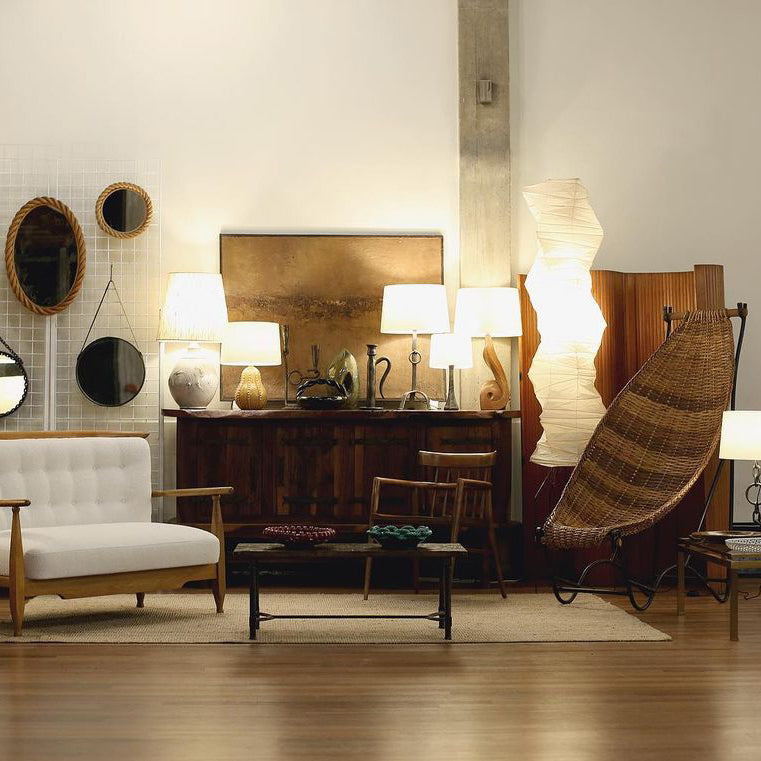 Japandi White Rice Paper Floor Lamp – Bamboo Rib