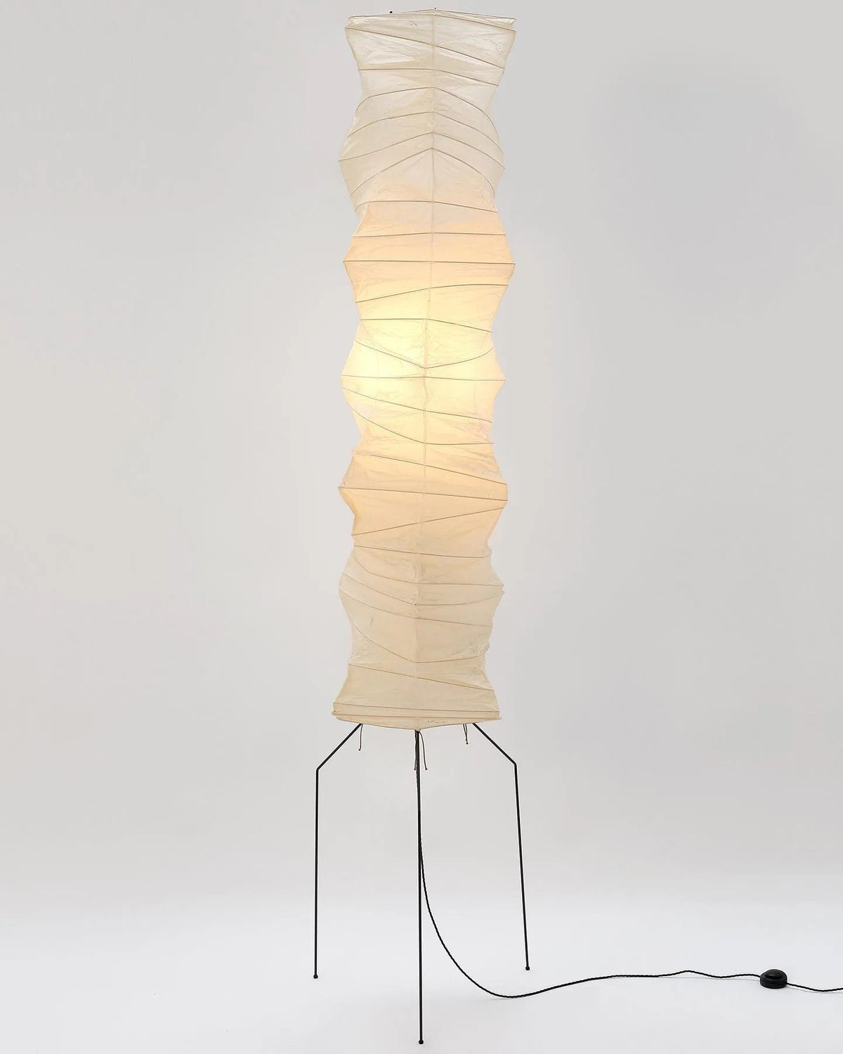Japandi White Rice Paper Floor Lamp – Bamboo Rib