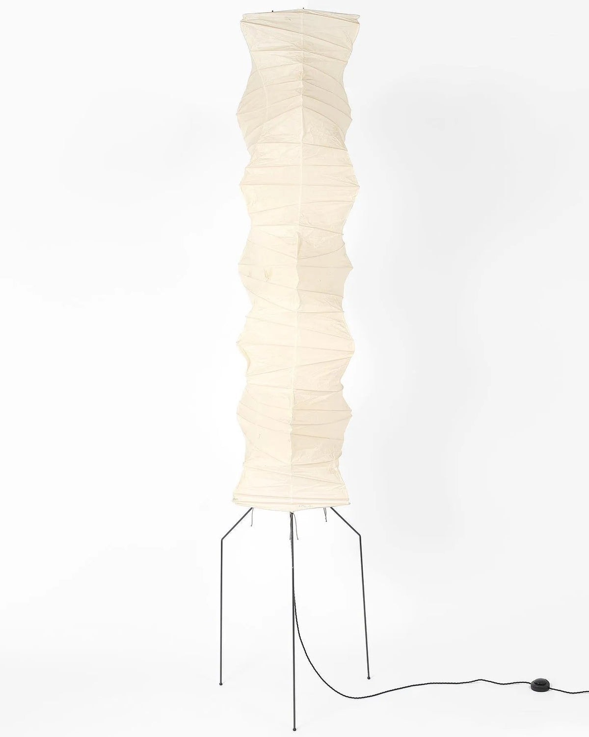Japandi White Rice Paper Floor Lamp – Bamboo Rib