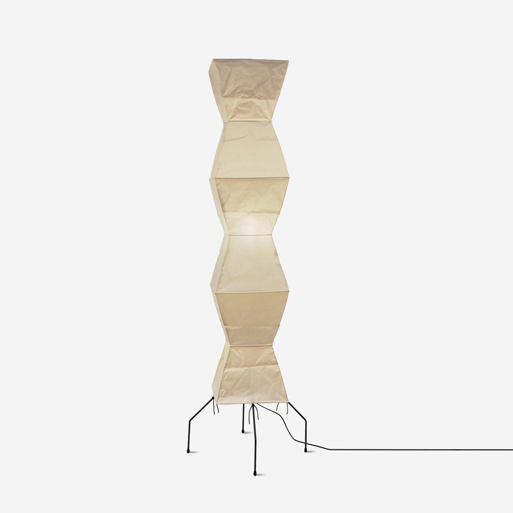 Japandi White Rice Paper Floor Lamp – Bamboo Rib