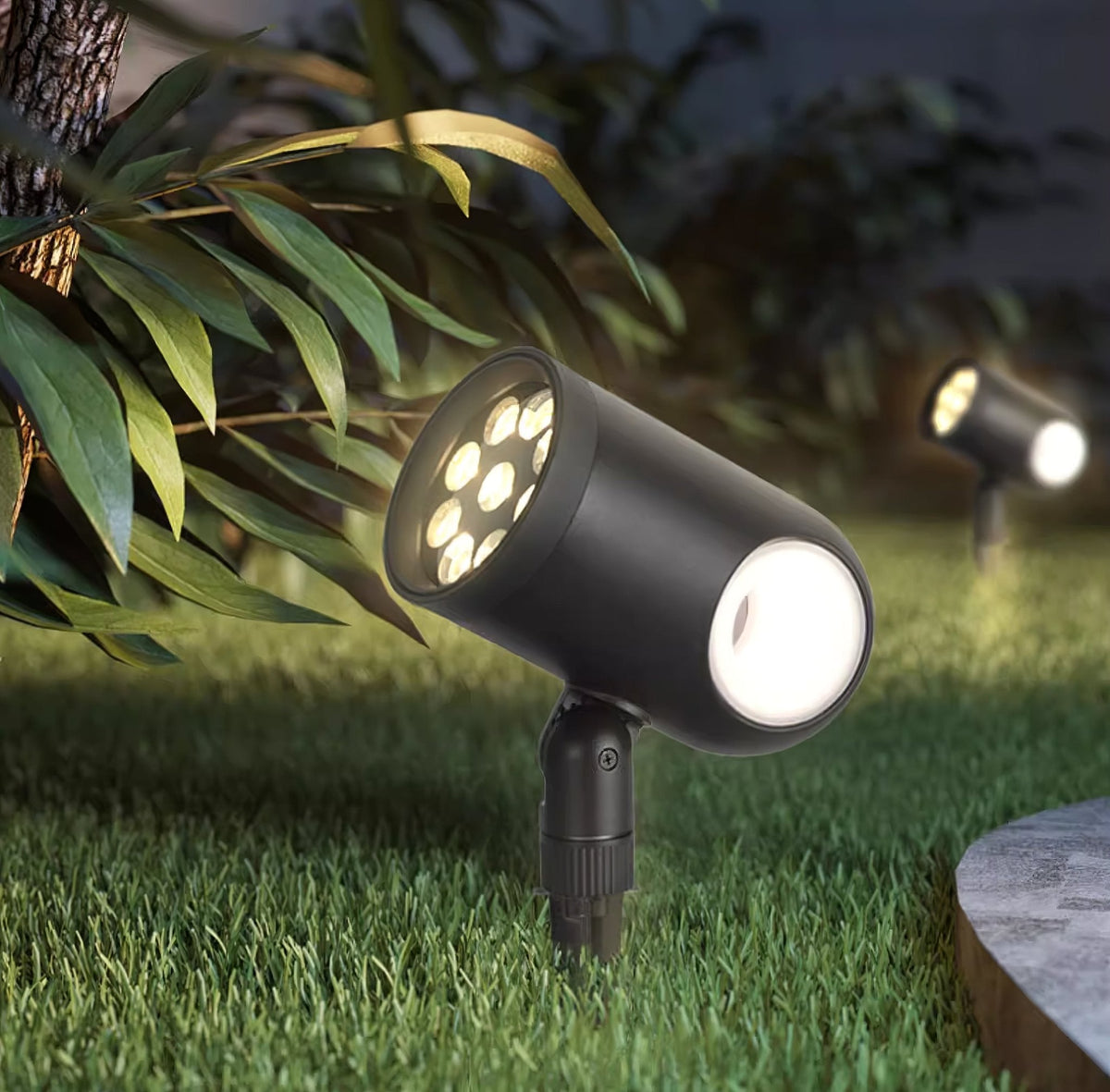 Black Landscape Spotlight – Adjustable Spike Light for Yard