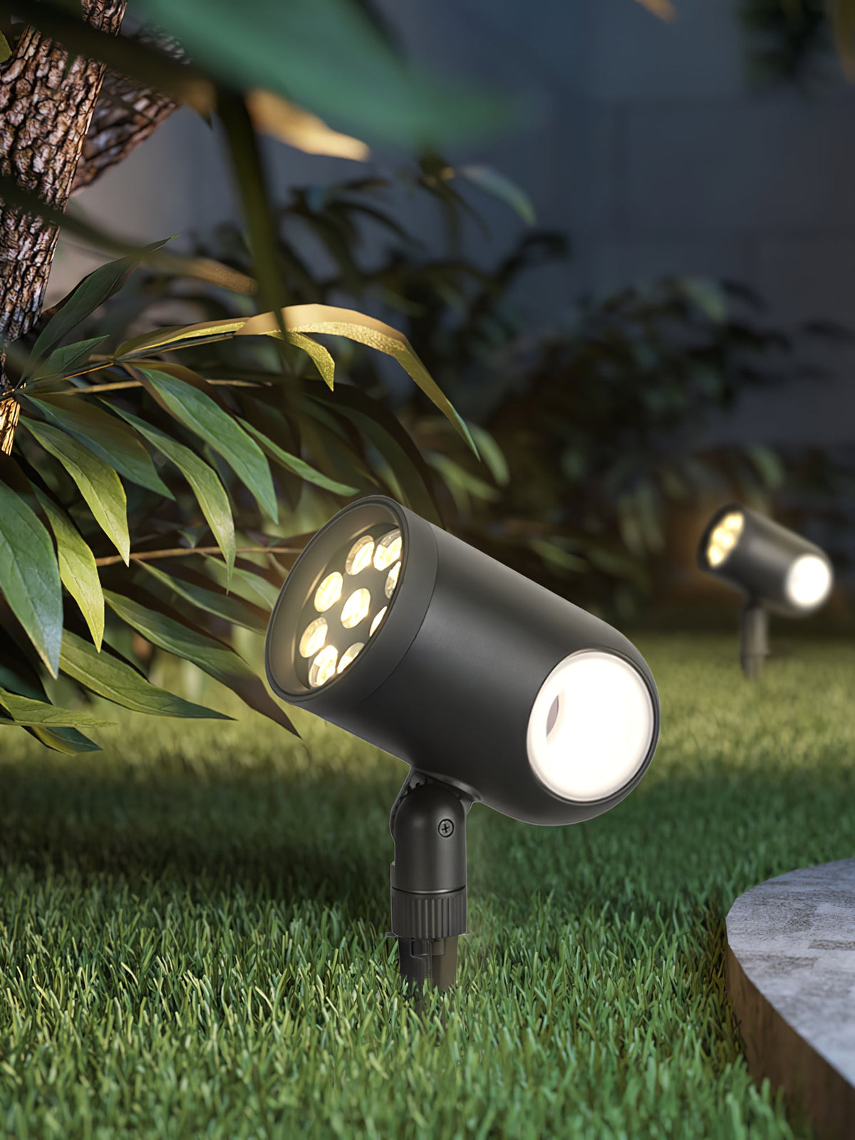 Black Landscape Spotlight – Adjustable Spike Light for Yard